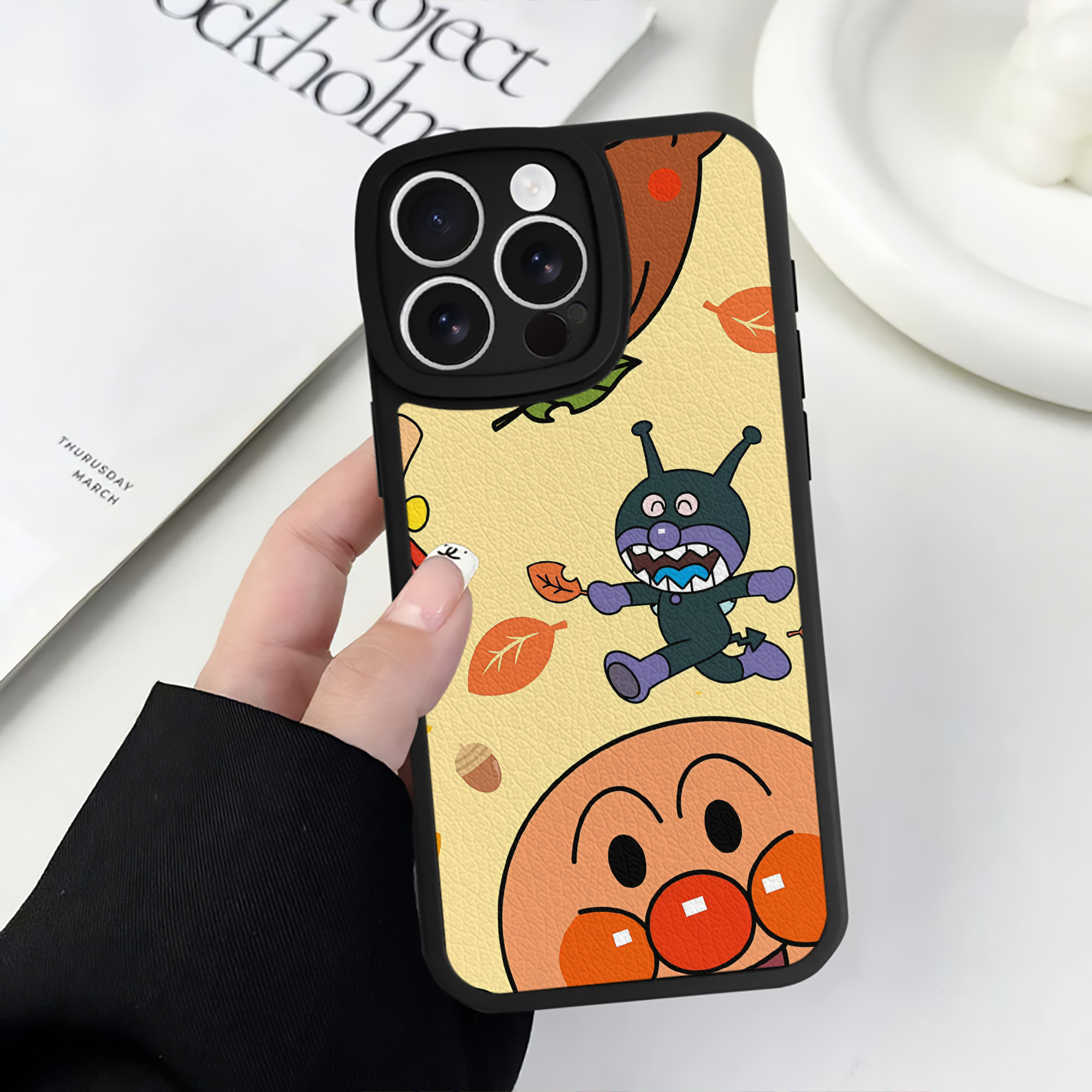 （画像用） アンパンマン Anpanman 【iPhone 16シリーズ対応】シリコンスマホケース（レザー調） 材質：シリコン